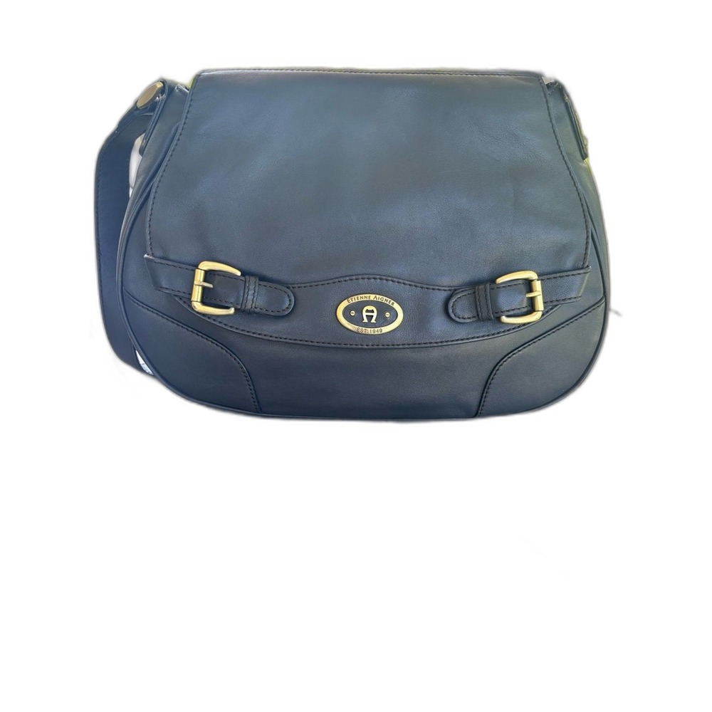 Etienne Aigner Vintage Shoulder Bag Leather Designer VTG Charcoal